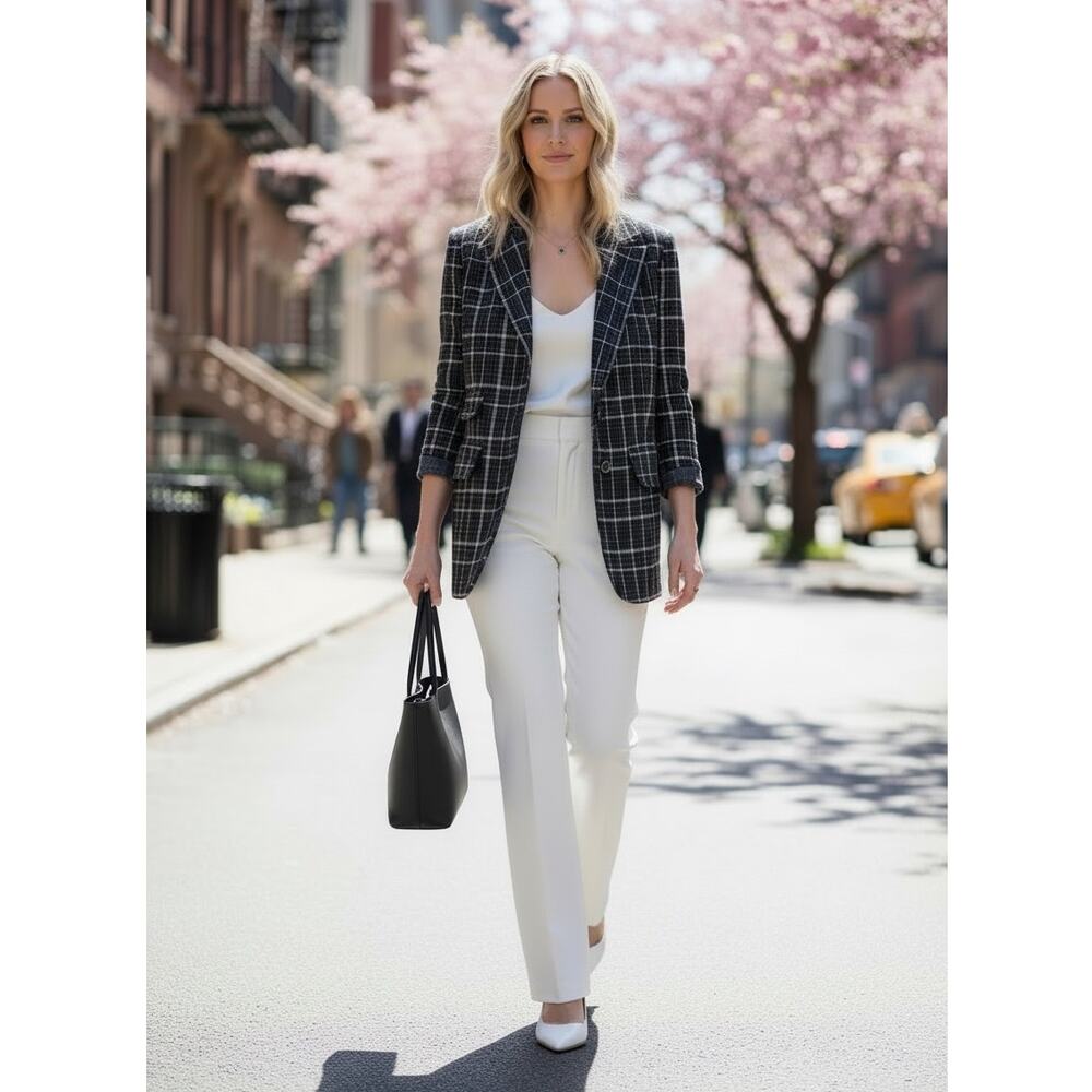 NEW FREE PEOPLE JACKET BLAZER OVERSIZED CHECK GINGHAM ACADEMIA GRUNGE EDGY